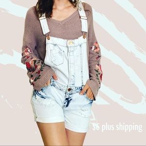 Light wash denim overalls